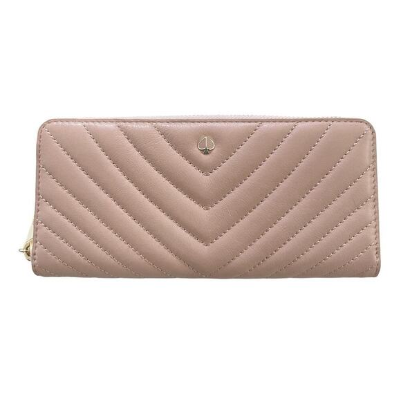Kate Spade Amelia Slim Continental Lamb Leather Wallet in Pale Pink Zip Around - Picture 1 of 10
